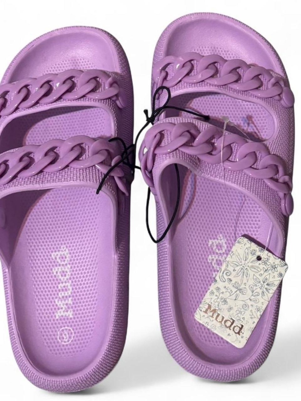 NWT! Mudd Lilac Chain Slides Size 11